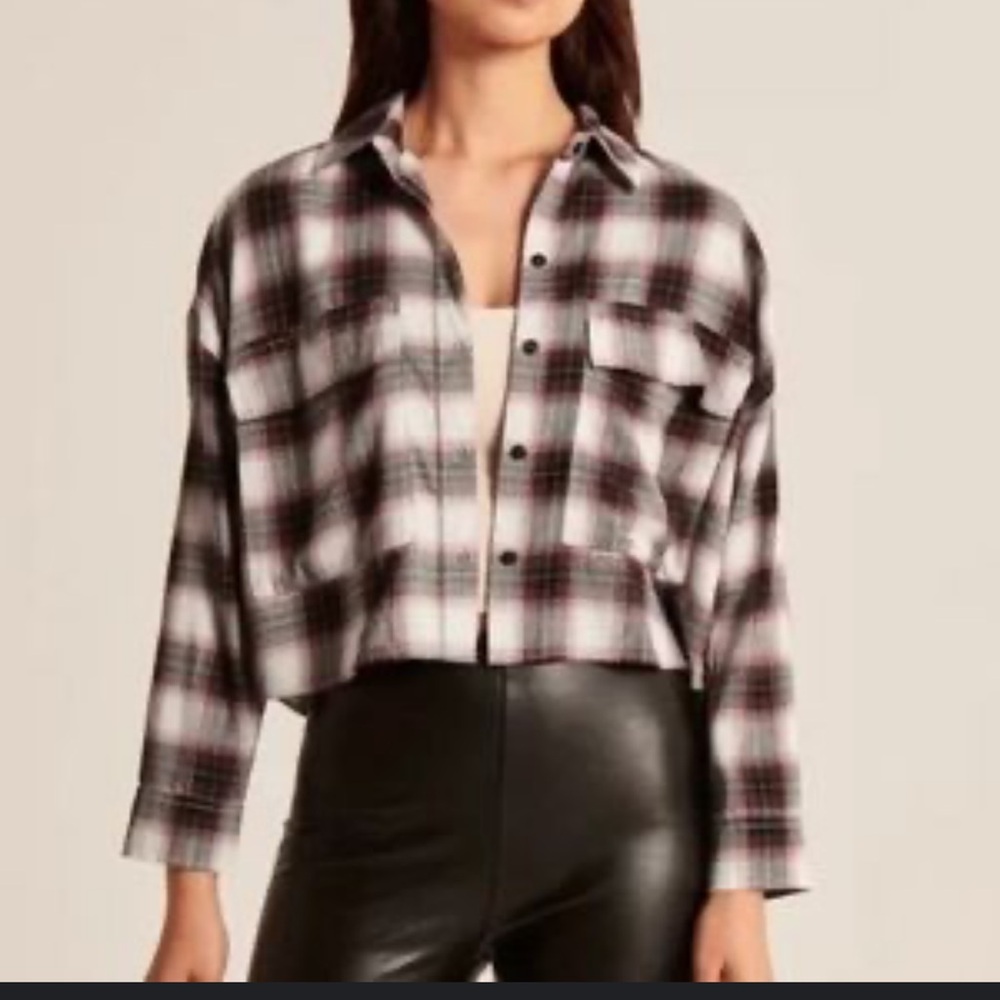 Abercrombie & fitch boxy flannel crop